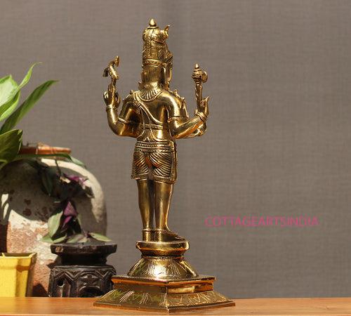 Brass Standing Shiva & Parvati Idol 18" Holding Axe and Deer