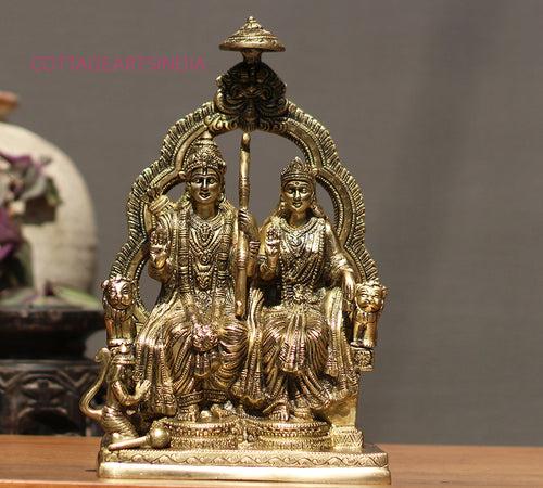 Brass Idol of Ram Sita Sitting On Singhasan 11.5"