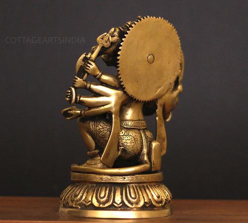 Brass Panchamukhi Hanuman Idol 10"