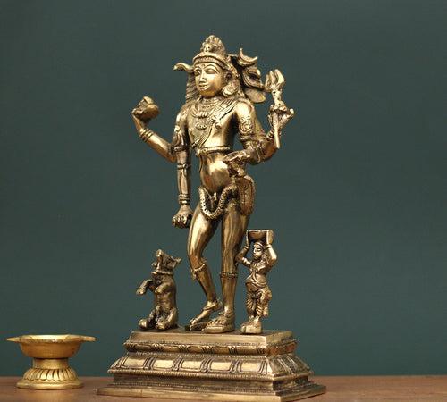 Brass Idol of Shiva  Bhikshatana 11"