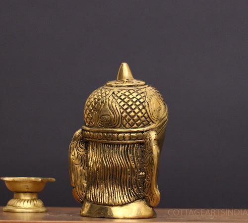 Brass Hanuman Face Statue in Golden Finish