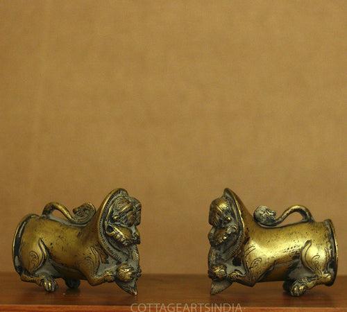 Brass Antique Finish Palanquin Kirtimukha Pair