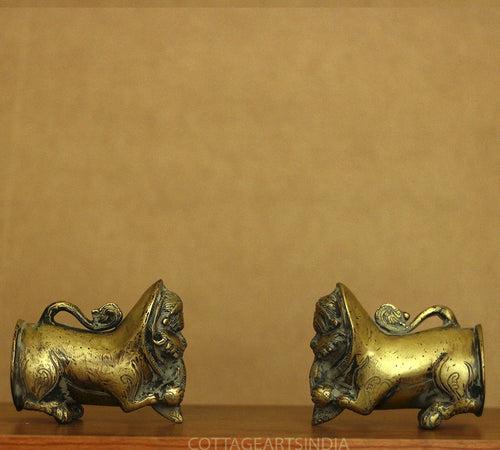 Brass Antique Finish Palanquin Kirtimukha Pair