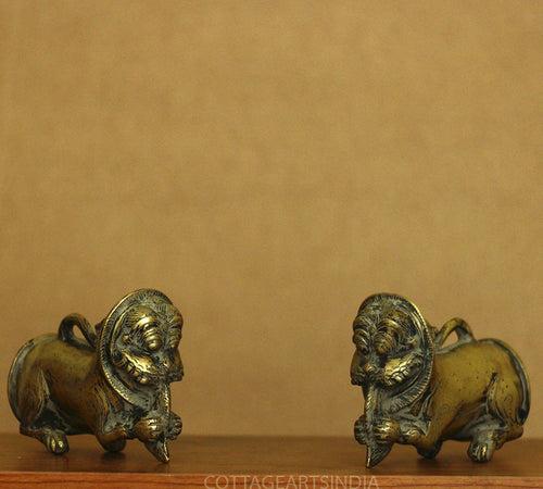 Brass Antique Finish Palanquin Kirtimukha Pair