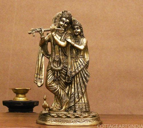 Brass Radha krishna Statue /Idol 12"