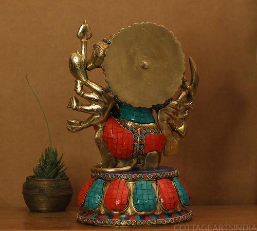 Brass Panchamukhi Hanuman Idol Stonework