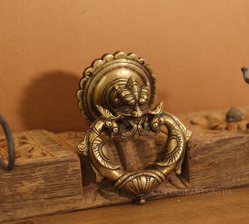 Brass Yali and Peacock Door Knocker