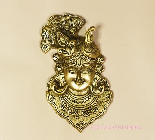 Brass Krishna Mask Wall Hanging