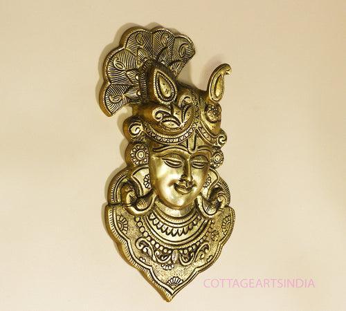 Brass Krishna Mask Wall Hanging