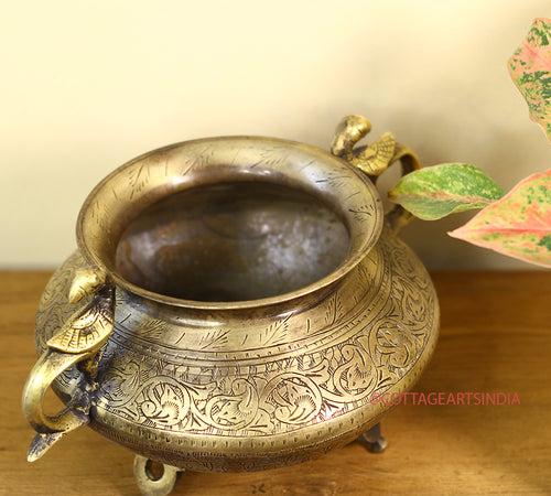 Brass Vintage Carved Planter