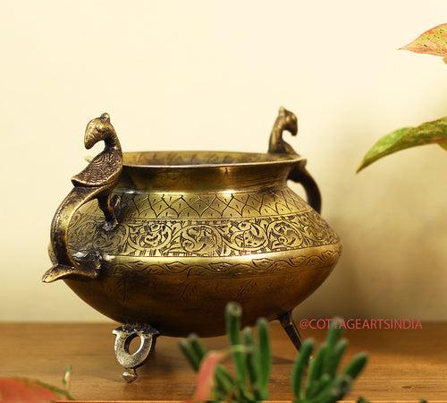 Brass Vintage Carved Planter