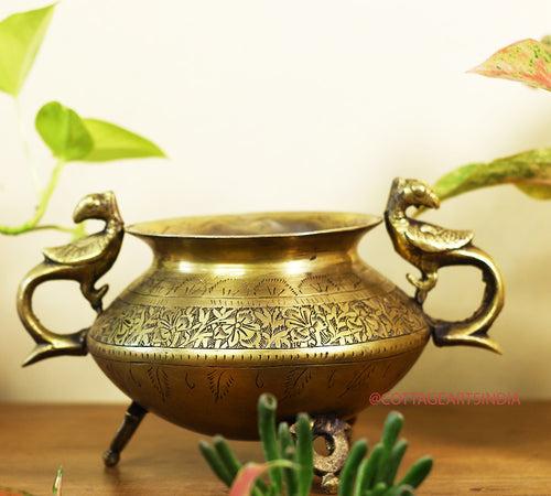 Brass Vintage Carved Planter