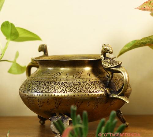 Brass Vintage Carved Planter