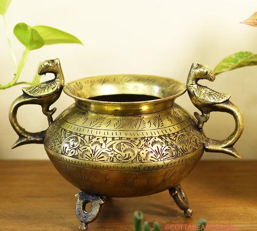 Brass Vintage Carved Planter