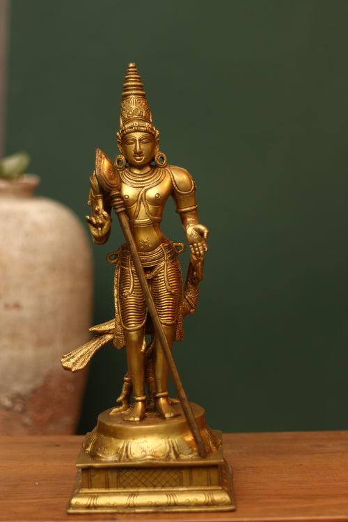 Brass Statue Lord Murugan Statue 15.5"