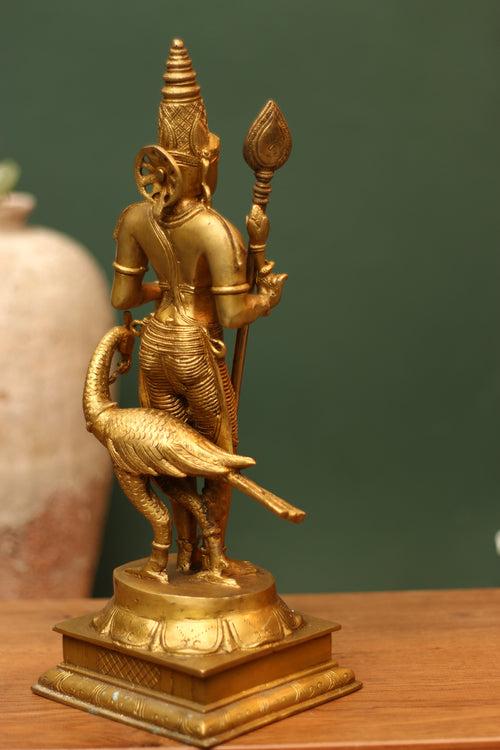 Brass Statue Lord Murugan Statue 15.5"