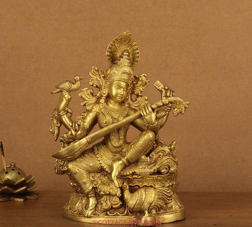 Brass Saraswati 11"