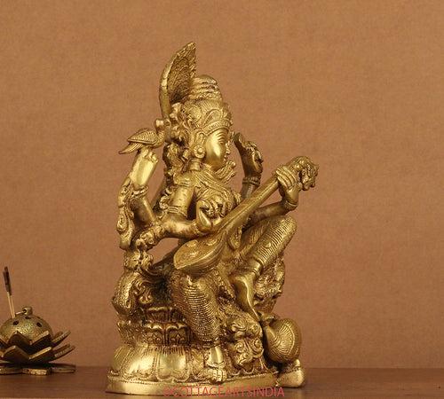 Brass Saraswati 11"