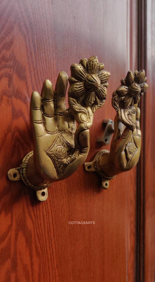 Brass Buddha Hand Door Handle