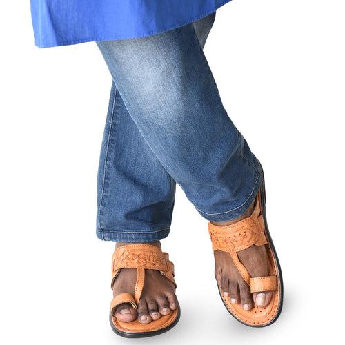 Kolapuri Centre Ethnic Occasual Men's Tan Chappal