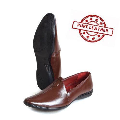 Kolapuri Centre Ethnic Men's Brown Leather Jutti