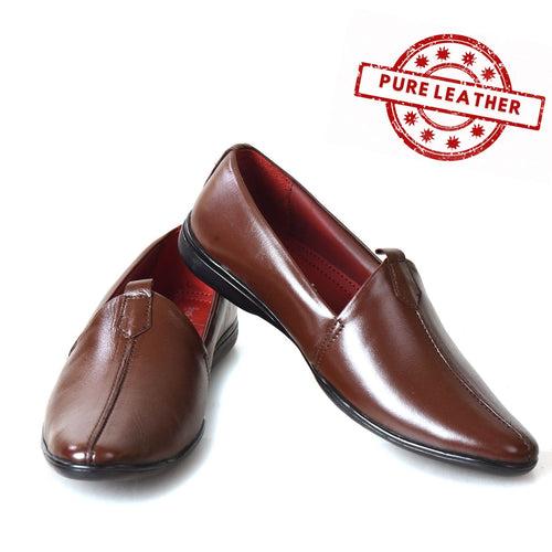 Kolapuri Centre Ethnic Men's Brown Leather Jutti