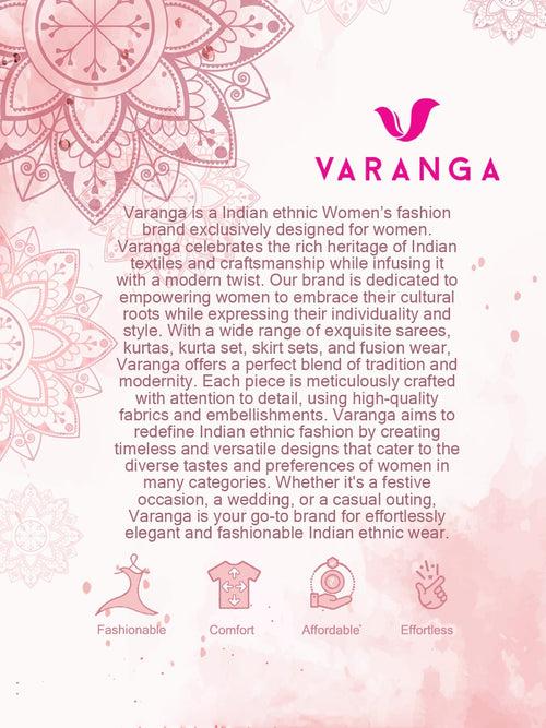 Varanga Women Round Neck Sequinned & Zari Kurta & Trouser With Fringed Detail Dupatta