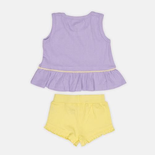 Lavender Sunshine Ribbed Top & Shorts Set