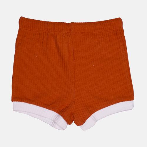 Rust Orange Ribbed Top & Shorts Set