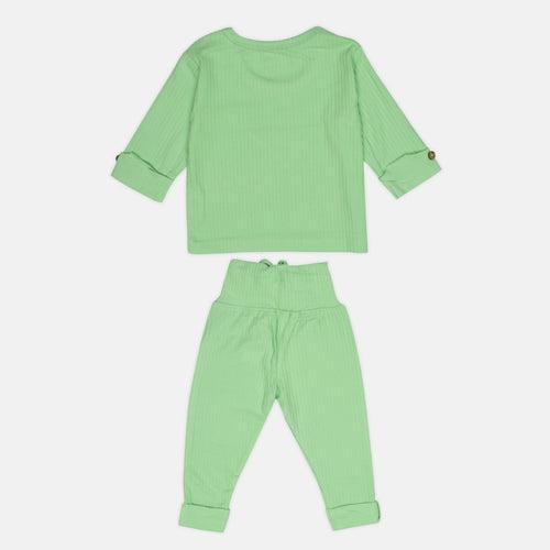 Lime Green Long Sleeved Ribbed Top & Bottom Set