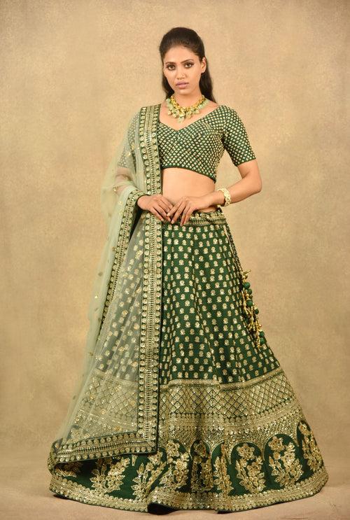 LUSH FOREST GREEN LEHENGA