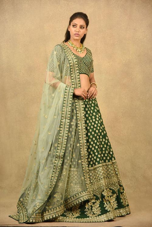 LUSH FOREST GREEN LEHENGA