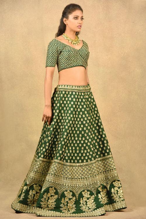 LUSH FOREST GREEN LEHENGA