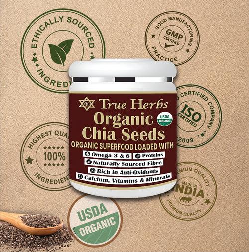 True Herbs USA Imported Organic Chia Seeds 300 Gram with USDA Certification