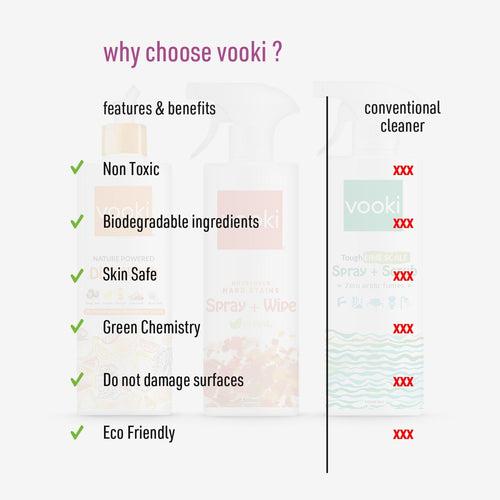 Combo| Vooki Nature Powered Dish Wash, Toilet Bowl Cleaner And Hard Stain Spray + Wipe