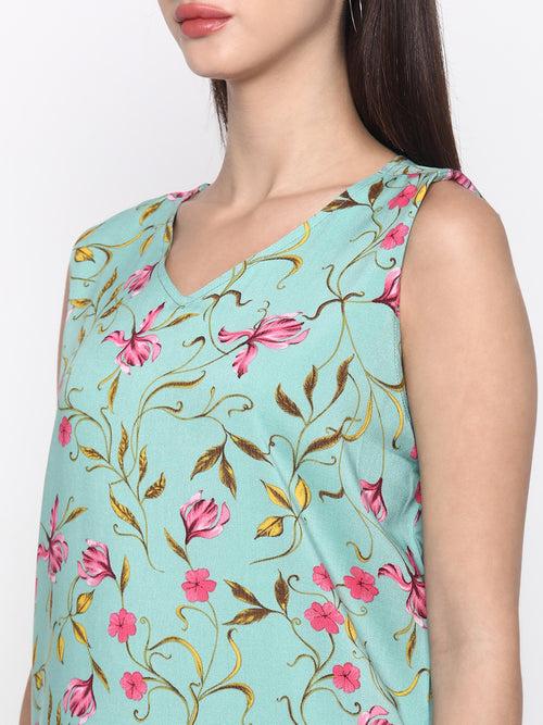 Mint 'Viscose' Floral Sleeveless Top