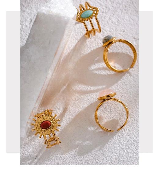 Vivid Gem Adjustable Ring - 18K Gold Coated