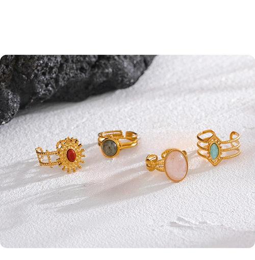 Vivid Gem Adjustable Ring - 18K Gold Coated