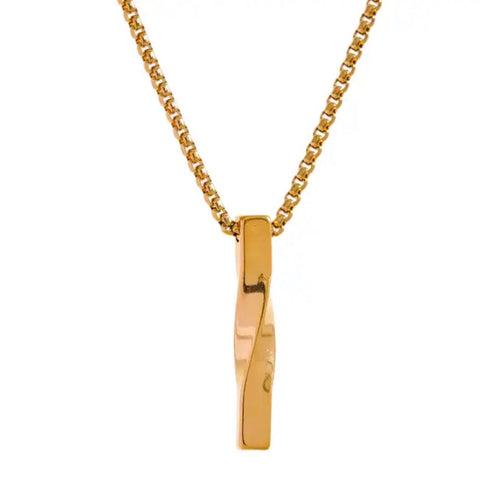 Twisted Bar Pendant Necklace - 18K Gold Coated