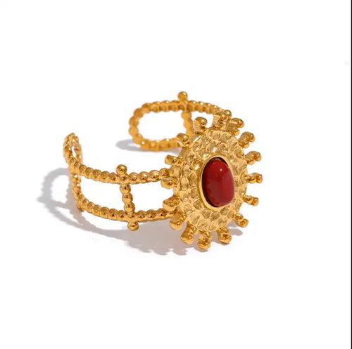 Vivid Gem Adjustable Ring - 18K Gold Coated