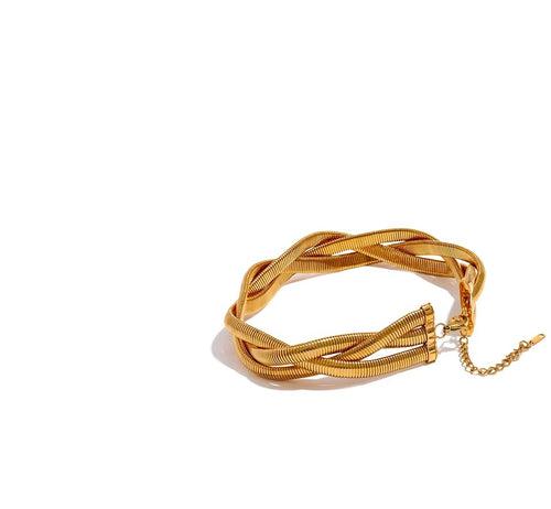 Twisted Plait Gold Choker / Bracelet - 18K Gold Coated