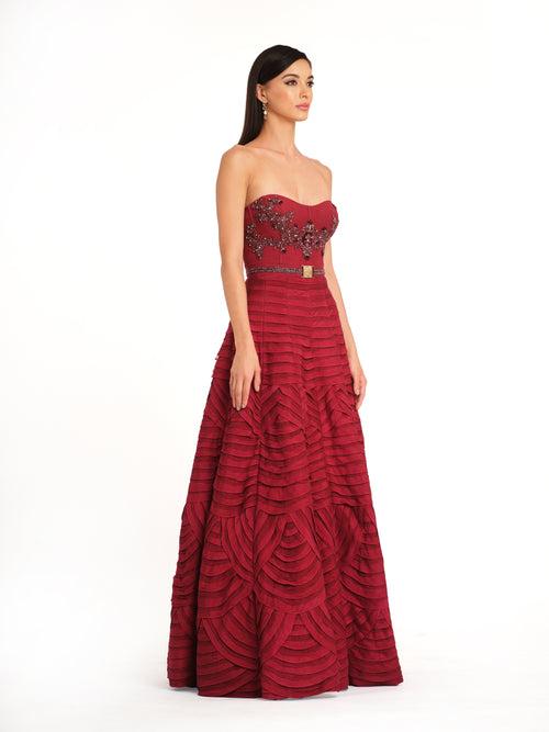 Sweetheart Neck Embroidered Gown