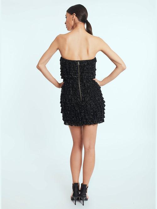 Ruffle bead and sequins handcrafted short dress