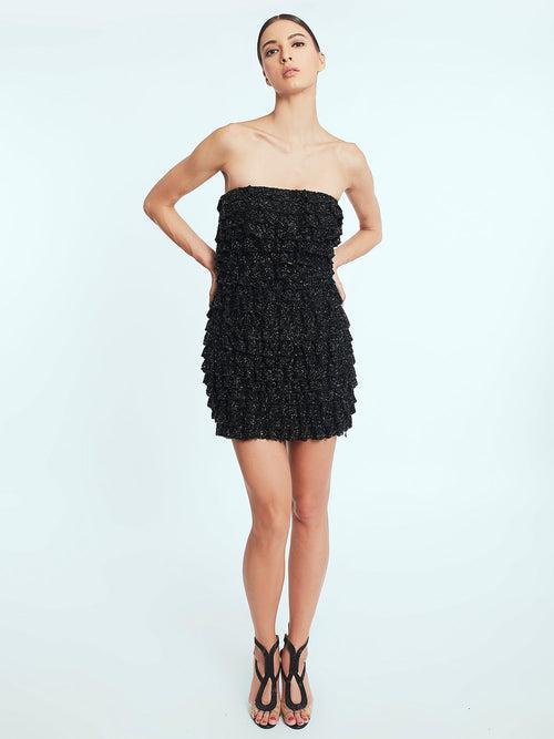 Ruffle bead and sequins handcrafted short dress