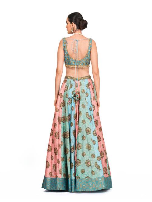 Silk Lehenga with Brocade Blouse