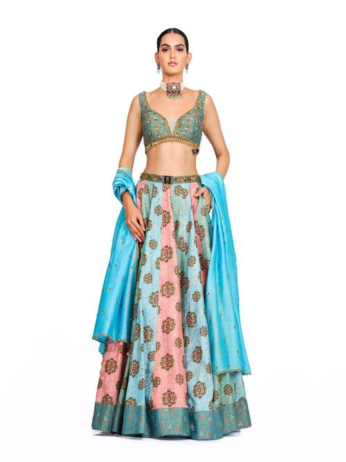 Silk Lehenga with Brocade Blouse