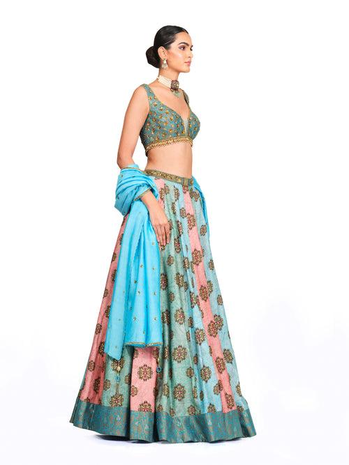 Silk Lehenga with Brocade Blouse