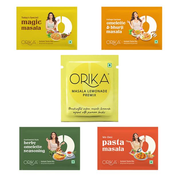 Omlette Masala + Pasta Masala + Magic Masala + Herby Omelette Masala + Lemonade Mix - 1 Sachet Each