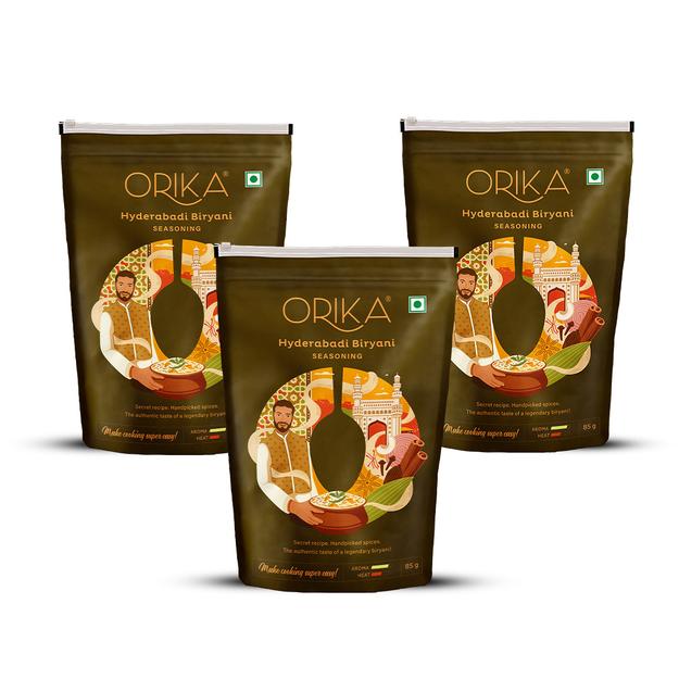 Orika Hyderabadi Biryani Seasoning Combo (Pack of 3, 85gms each)