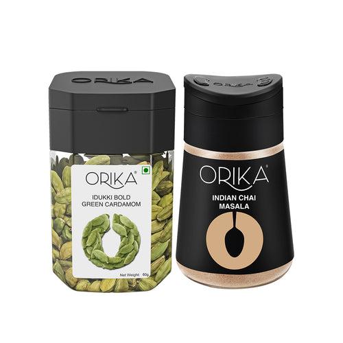 Orika combo of Indian Chai Masala & Idukki Bold Green Cardamom